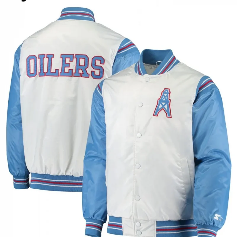 Houston Oilers Light Blue Satin Jacket