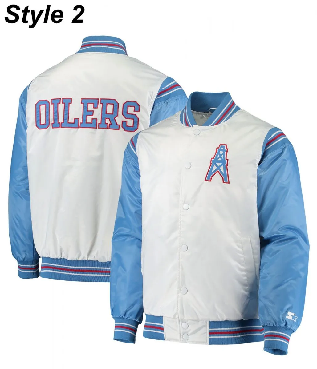 Houston Oilers Light Blue Satin Jacket