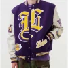 LA Lakers Letterman Purple Wool and White Leather Jacket
