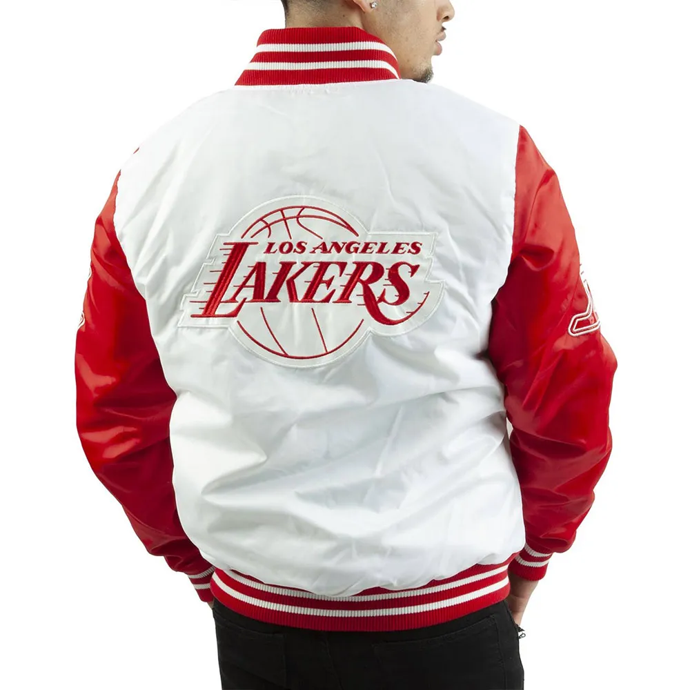 LA Lakers White and Red Satin Jackets