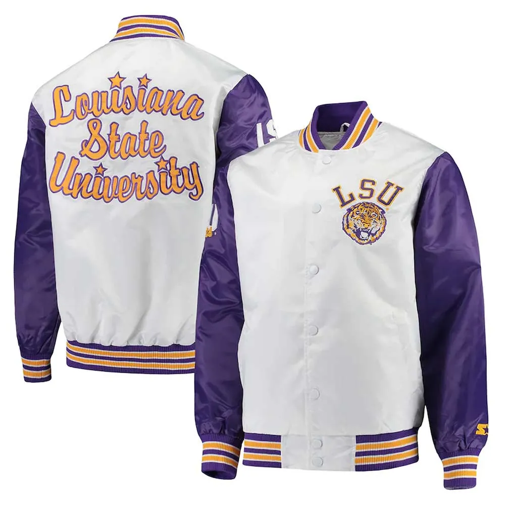 LSU Tigers The Legend White & Purple Satin Jacket
