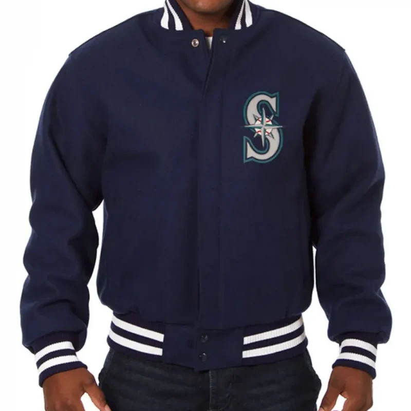 Letterman Seattle Mariners Jeff Hamilton Navy Wool Jacket