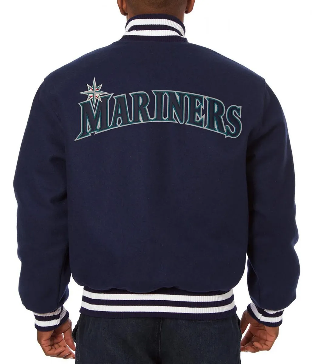 Letterman Seattle Mariners Jeff Hamilton Navy Wool Jackets