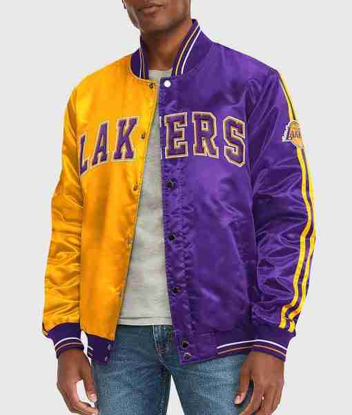 Los Angeles Lakers Purple and Yellow Varsity Satin Jacket