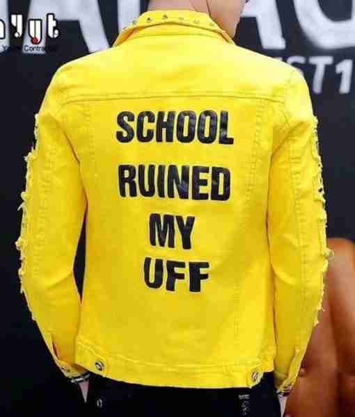 Men’s School Ruined My Uff Yellow Denim Jacket