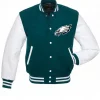 Philadelphia Eagles Green and White Letterman Jacket