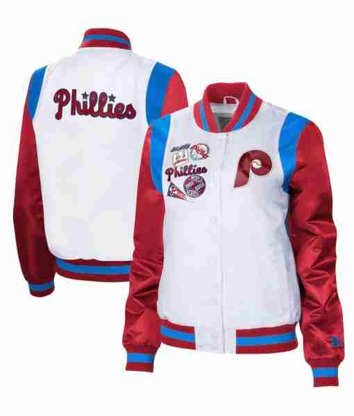 Philadelphia Phillies White Red Endzone Jacket