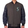Seattle Mariners Navy Blue and Charcoal Letterman Jacket