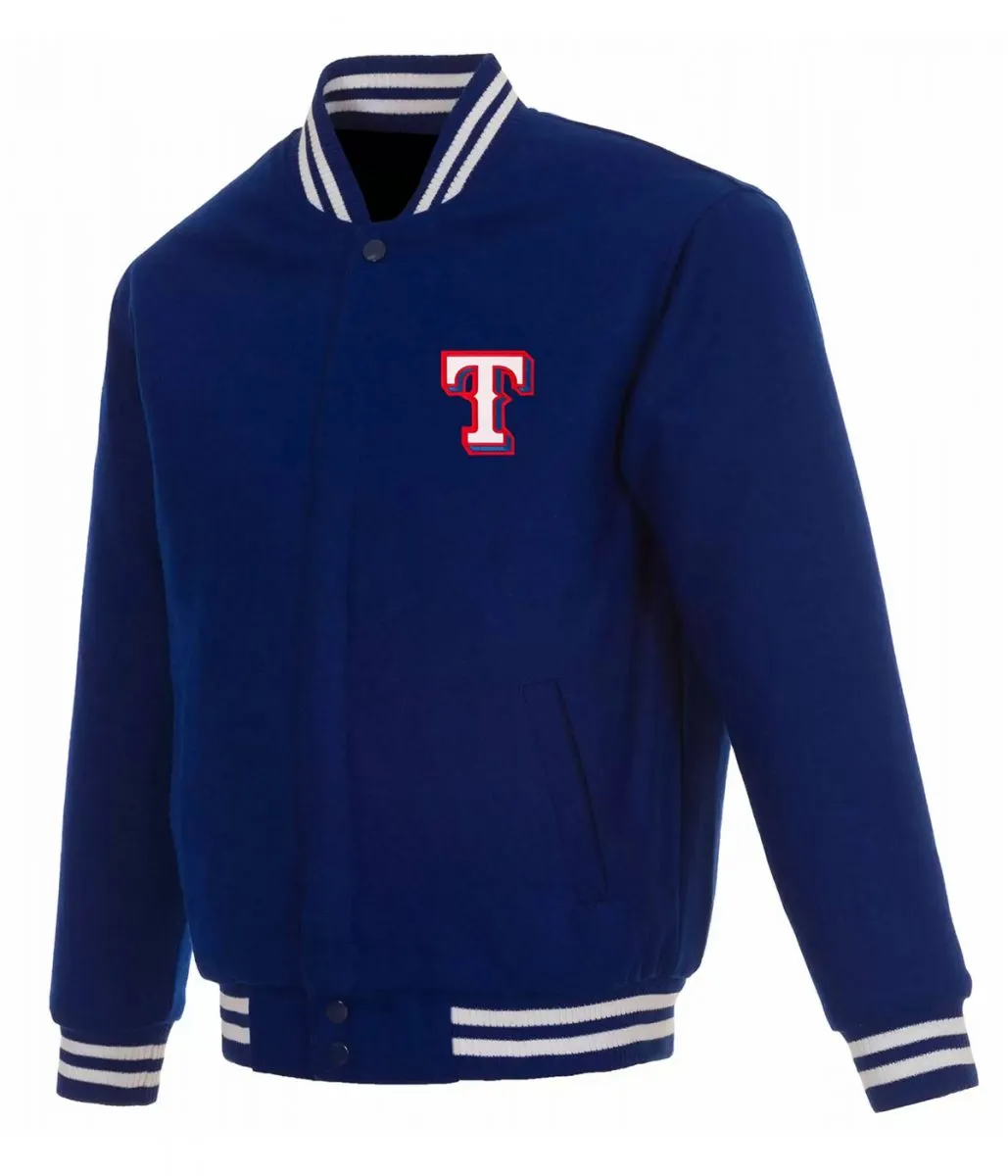 Texas Rangers Letterman Royal Blue Wool Jacket
