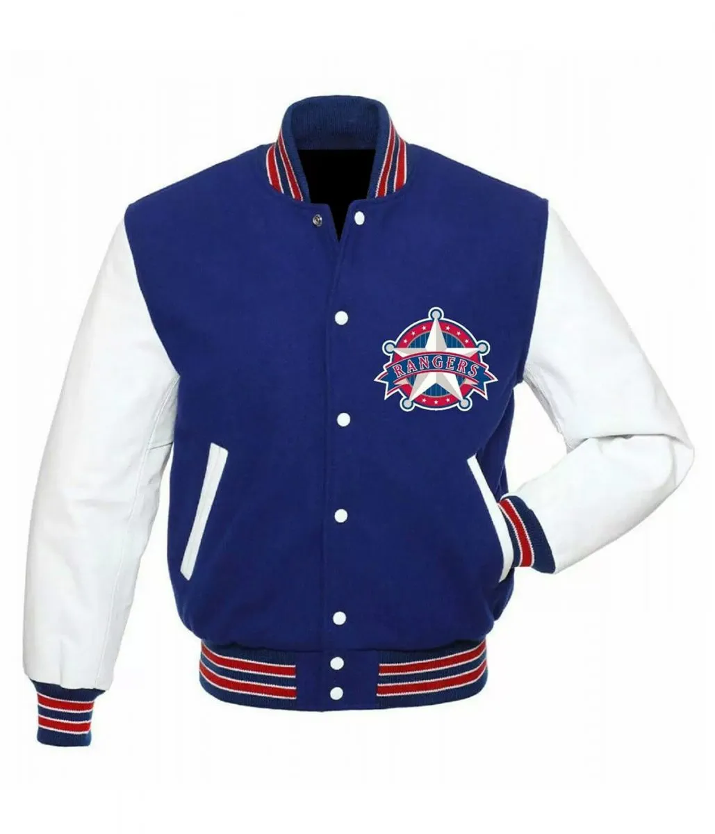 Texas Rangers White and Blue Varsity Jacket