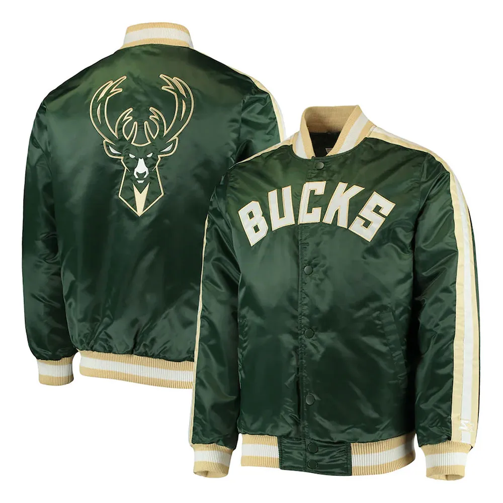 The Offensive Milwaukee Bucks Varsity Green Satin Jacket