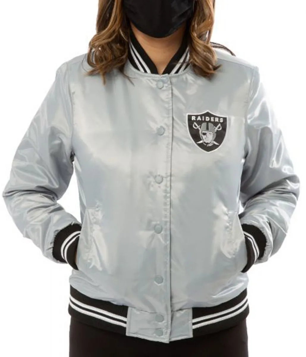 Women’s Raiders Las Vegas Satin Grey Jacket