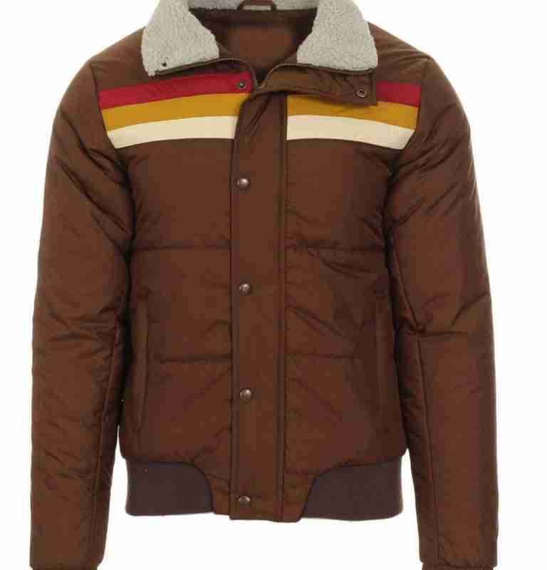 Men’s 1970s Bomber Ski Brown Jacket with Fur Collar