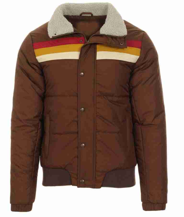 Men’s 1970s Bomber Ski Brown Jacket with Fur Collar