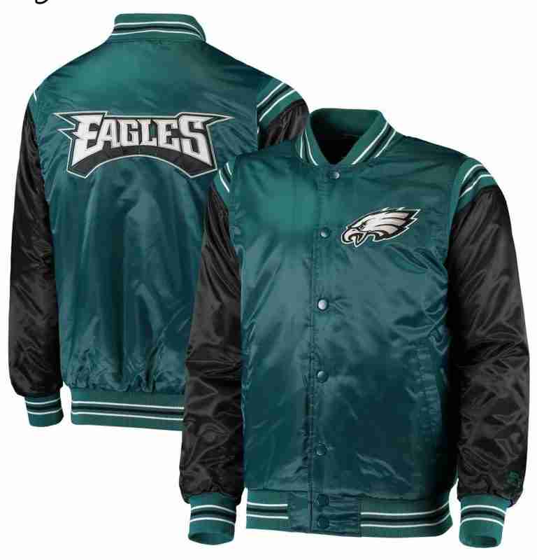 Philadelphia Eagles Green and Black Satin Jacket