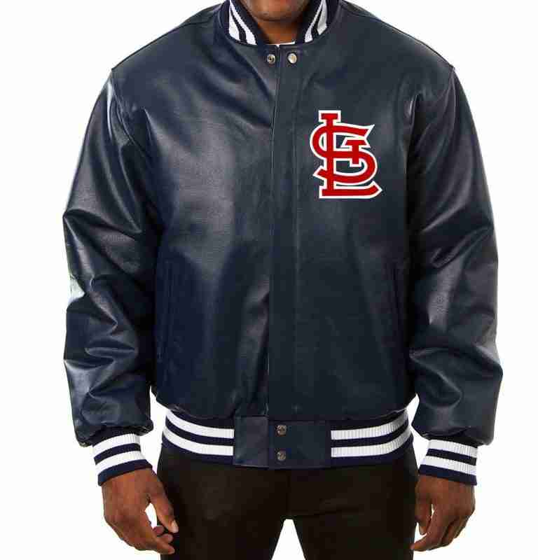 St. Louis Cardinals Varsity Navy Blue Leather Jacket
