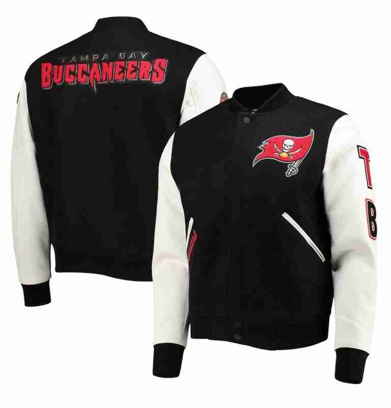 Tampa Bay Buccaneers Letterman Black and White Jacket