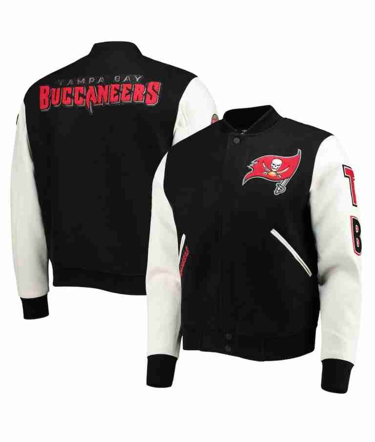 Tampa Bay Buccaneers Letterman Black and White Jacket