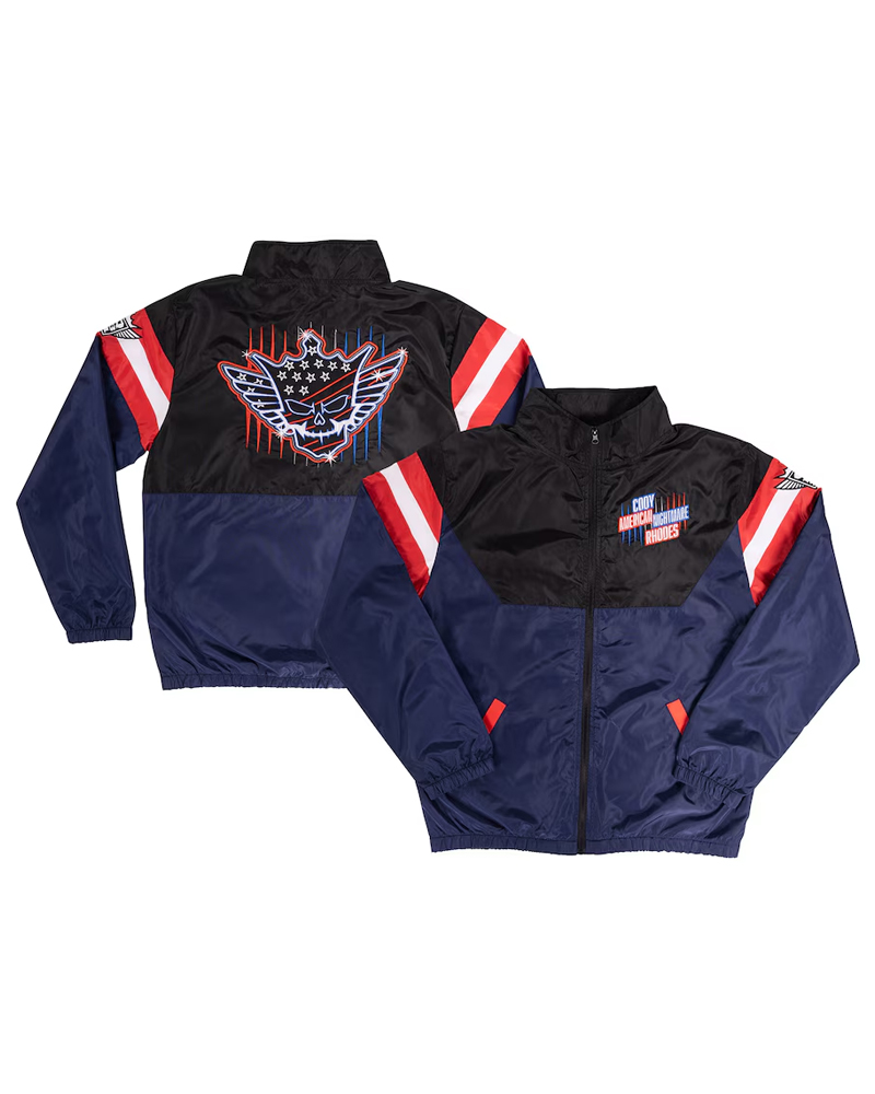 Mens-BlackNavy-Cody-Rhodes-Neon-Nightmare-Full-Zip-Windbreaker-Jacket-2