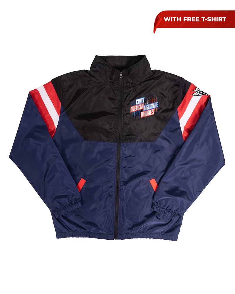 Men's Black/Navy Cody Rhodes Neon Nightmare Full-Zip Windbreaker Jacket