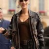 Bella Hadid 2025 Brown Leather Jacket