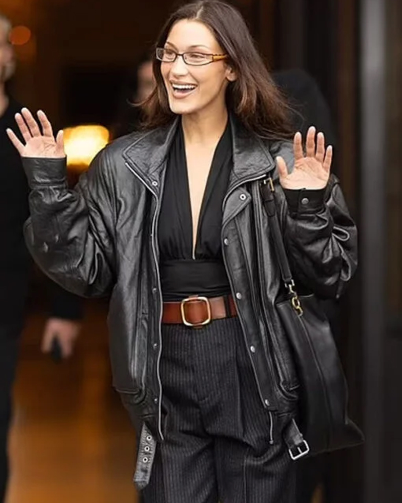 Bella-Hadid-Paris-Fashion-Week-Black-Leather-Jacket-2