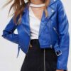 Royal Blue Biker Leather Jacket