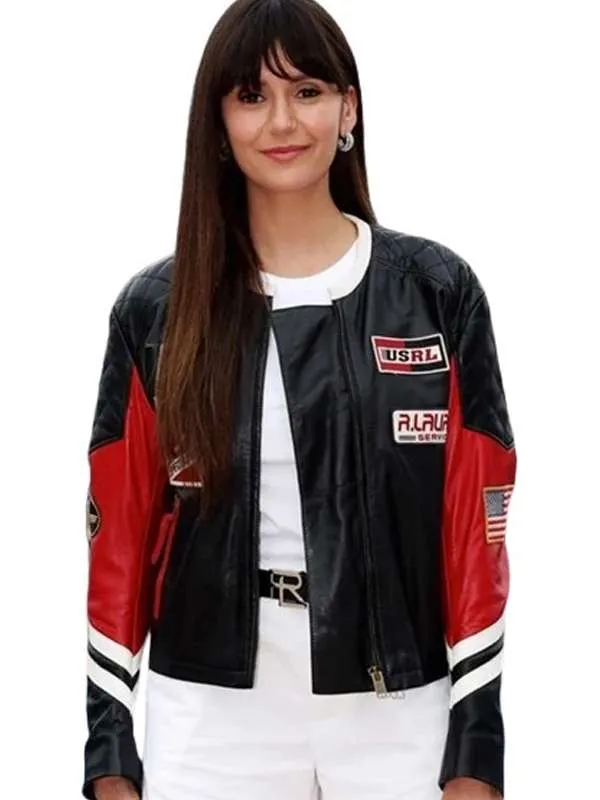 Nina Dobrev Paris Olympics 2025 Leather Jacket