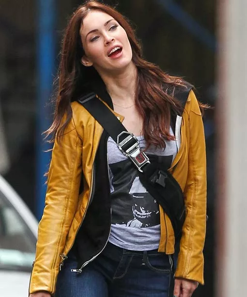 Megan Fox TMNT Yellow Leather Jacket