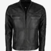 Mens Black Cafe Racer Leather Jacket
