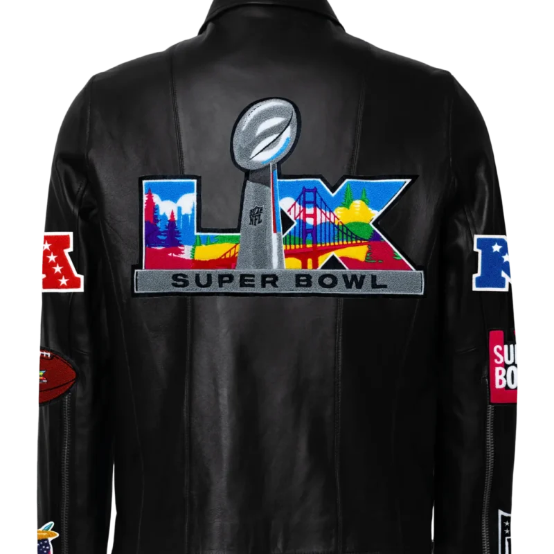 Super Bowl 2026 Leather Zip-Up Motocross Jacket