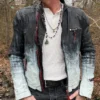 Men's Designer Celebrity Black & White Jacket Genuine Leather Jacket