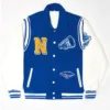 College Neutrals Blue and White Varsity Jacket