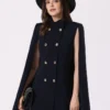 Winter Slit Sleeve Double Breasted Cloak Cape Coat