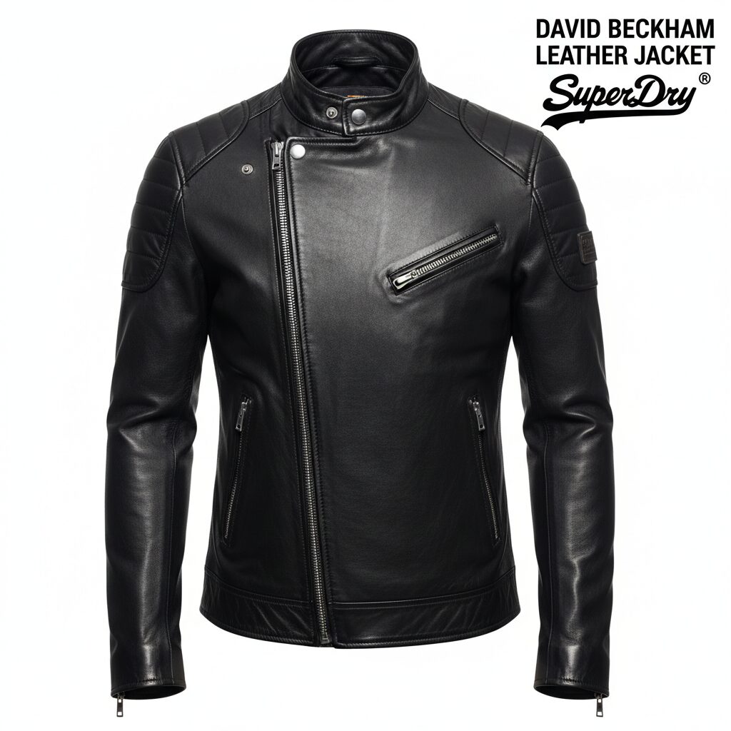 David Beckham Superdry Leather Biker Jacket