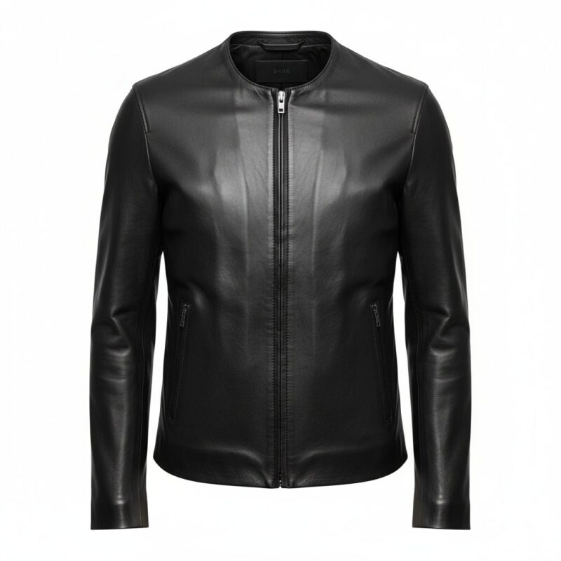 Drive Minimalist Black Leather Jacket - Slim Fit Men's Coat