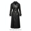 Matrix Longline Leather Trench Coat | Premium Black Sheepskin