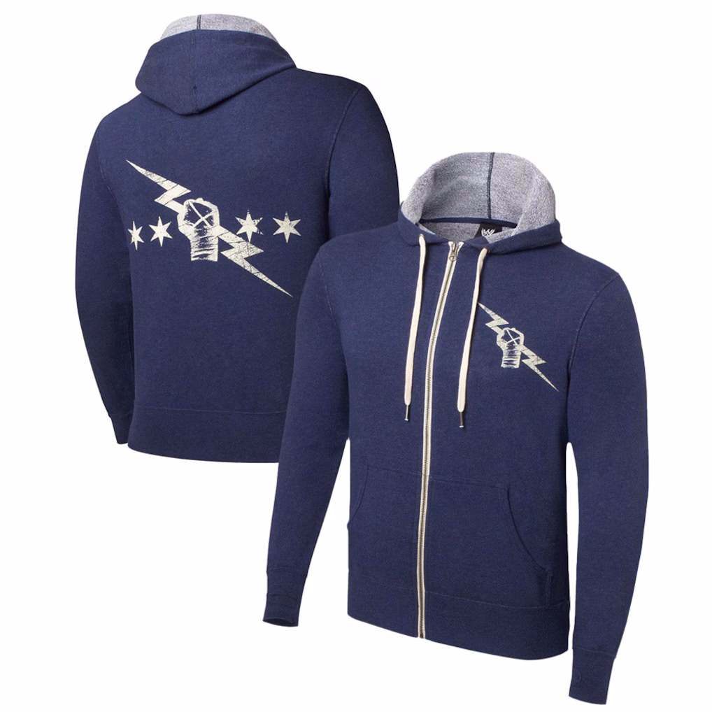 Men's Navy CM Punk Retro Full-Zip Hoodie