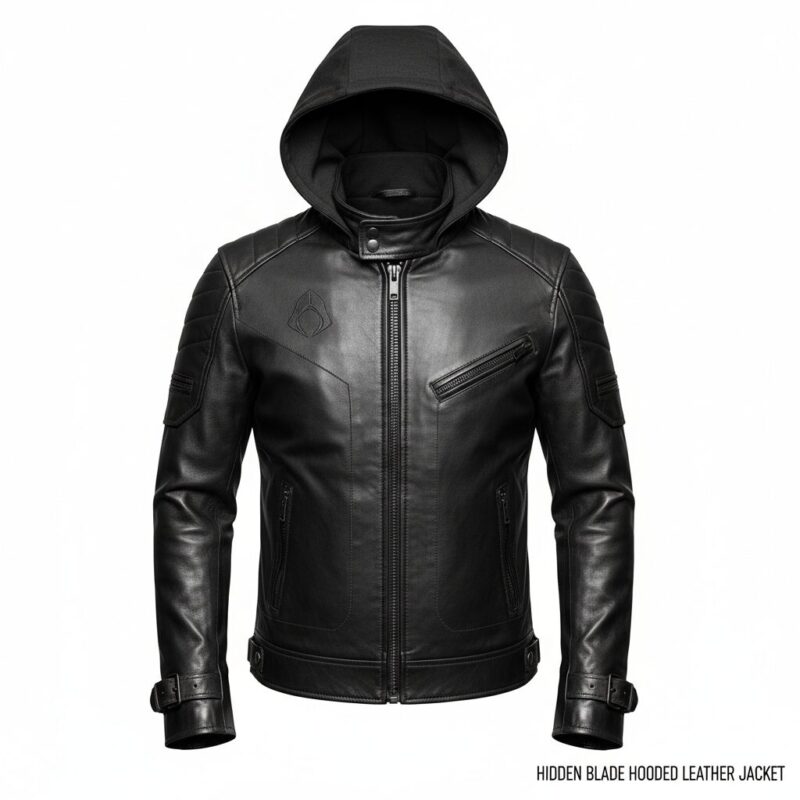 Hidden Blade Hooded Leather Jacket