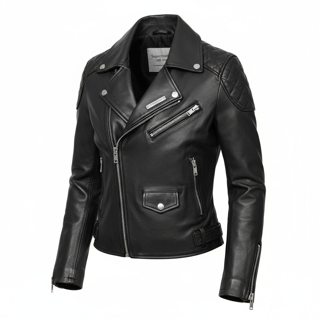 Supermodel Off-Duty Black Leather Jacket