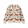 Gosling Fox Pattern Cardigan - Cozy Knit Outerwear