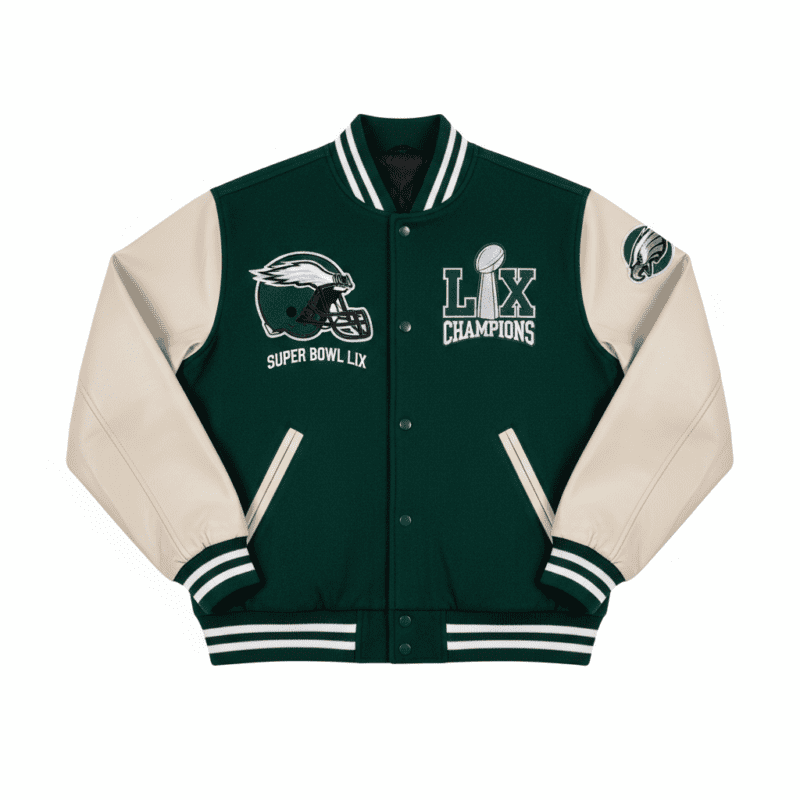 Super Bowl LIX Eagles Midnight Green Wool Varsity Jacket
