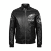 Philadelphia Eagles Black Leather Super Bowl LIX Jacket
