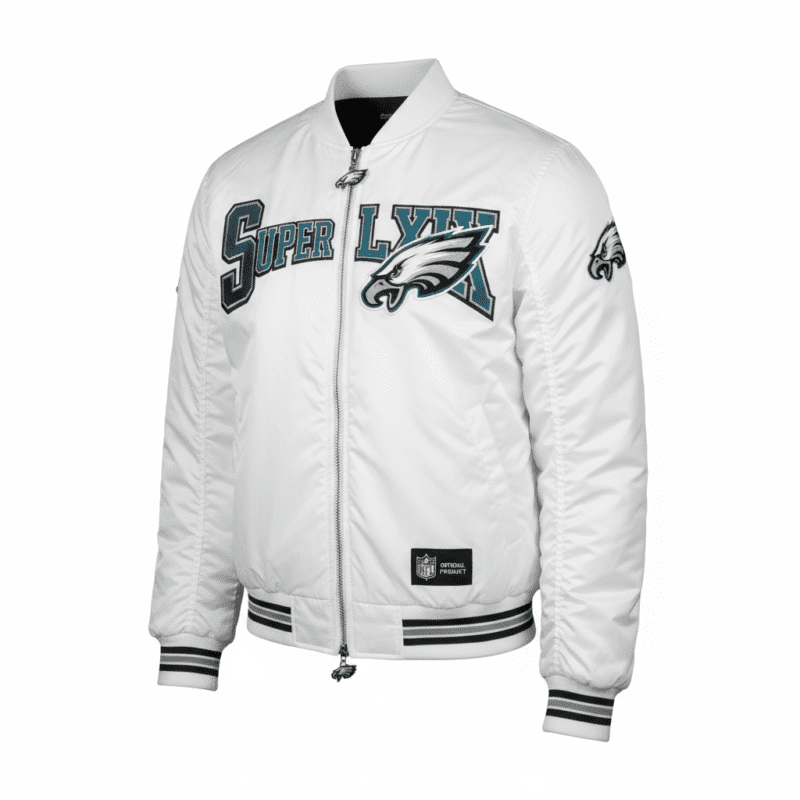 Super Bowl LIX Eagles White Bomber Jacket