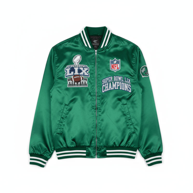 NFL Super Bowl 59 Green Satin Jacket