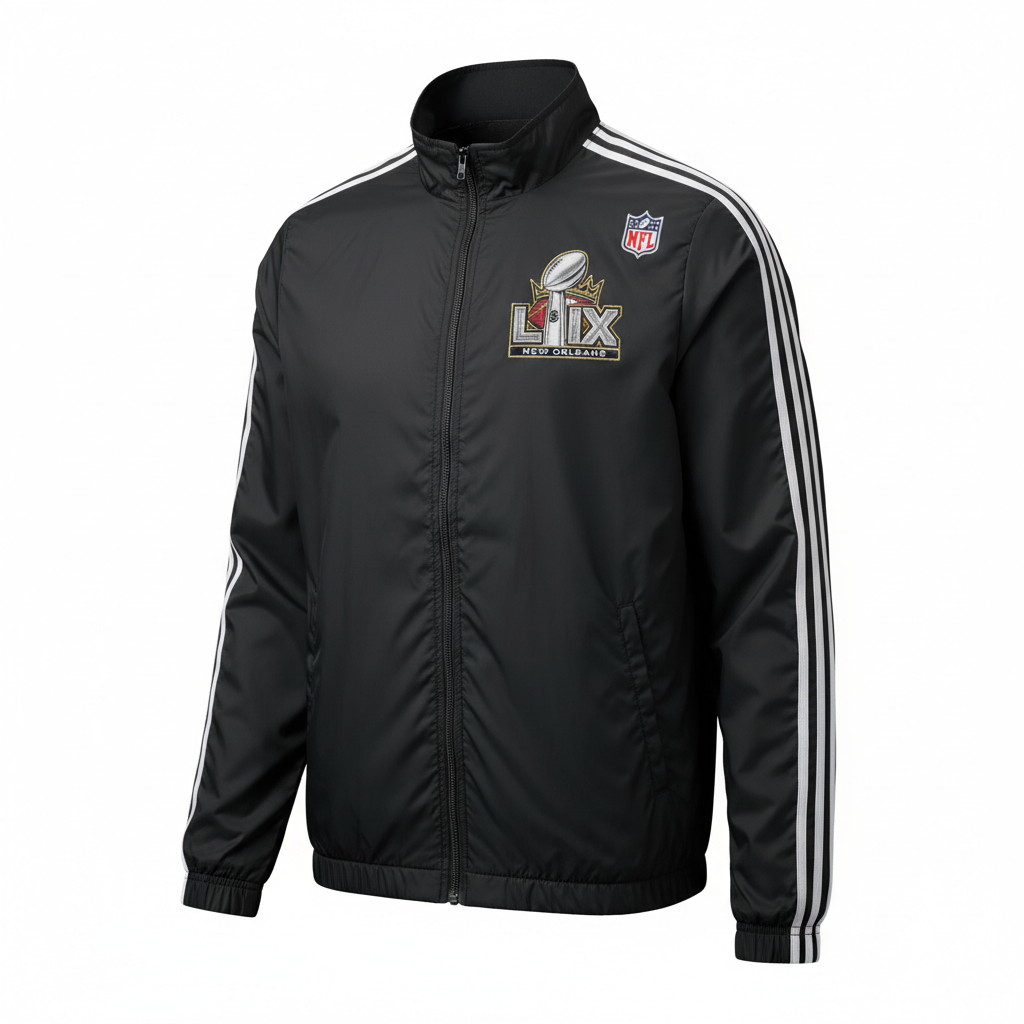 Super Bowl LIX Black Windbreaker Jacket