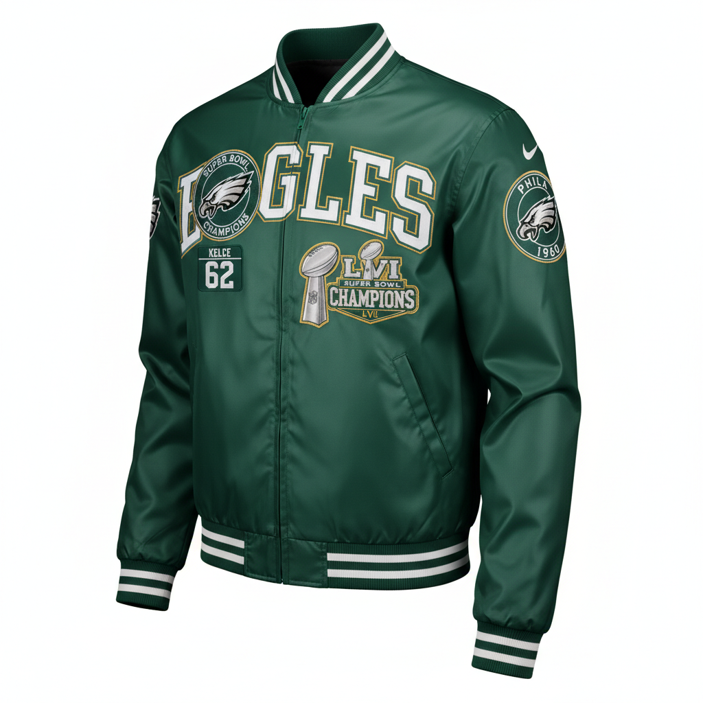 Eagles Kelly Green Super Bowl Patch Jacket