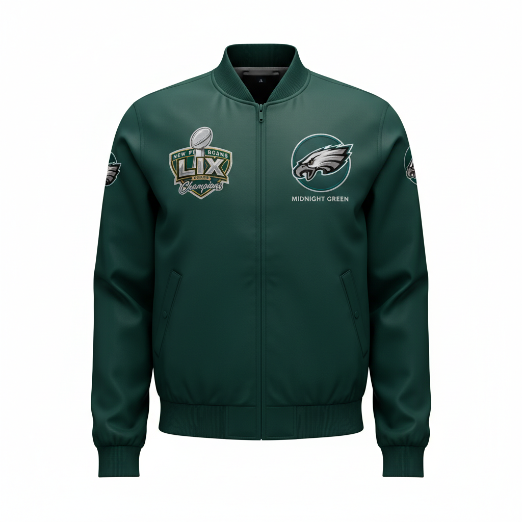 Super Bowl LIX Midnight Green Bomber Jacket