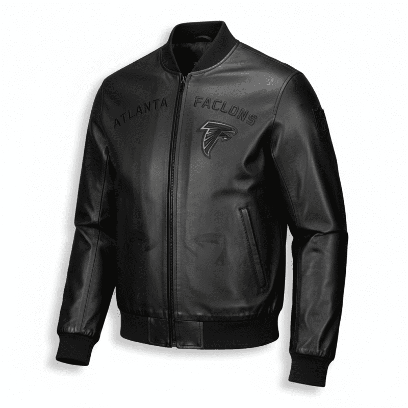 Atlanta Falcons Black Tonal NFL Leather Bomber Jacket