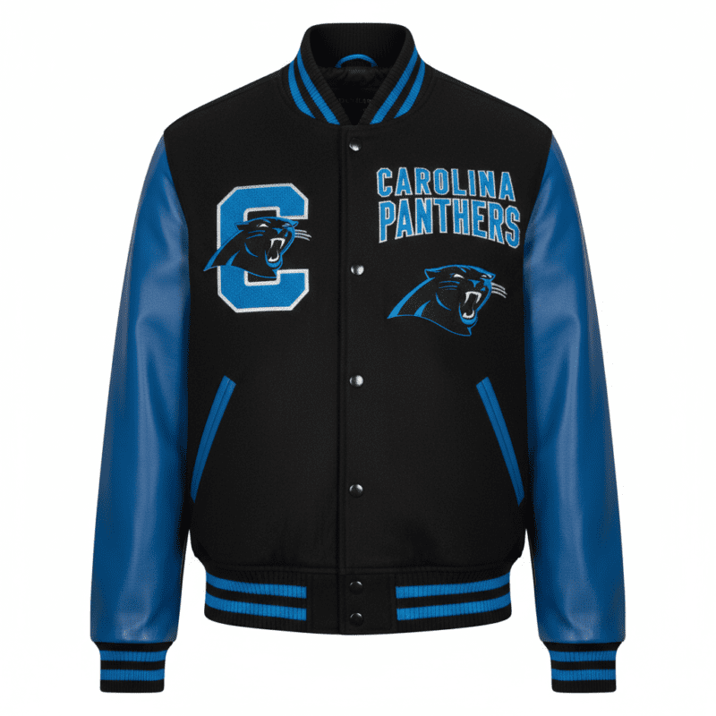 Carolina Panthers Black & Blue NFL Varsity Jacket